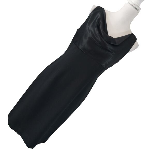 NWOT! LIZ CLAIBORNE! LUXE BLACK DRAPED SATIN TOP ELEGANT MIDI LENGTH DRESS! SZ 8 - Picture 1 of 9